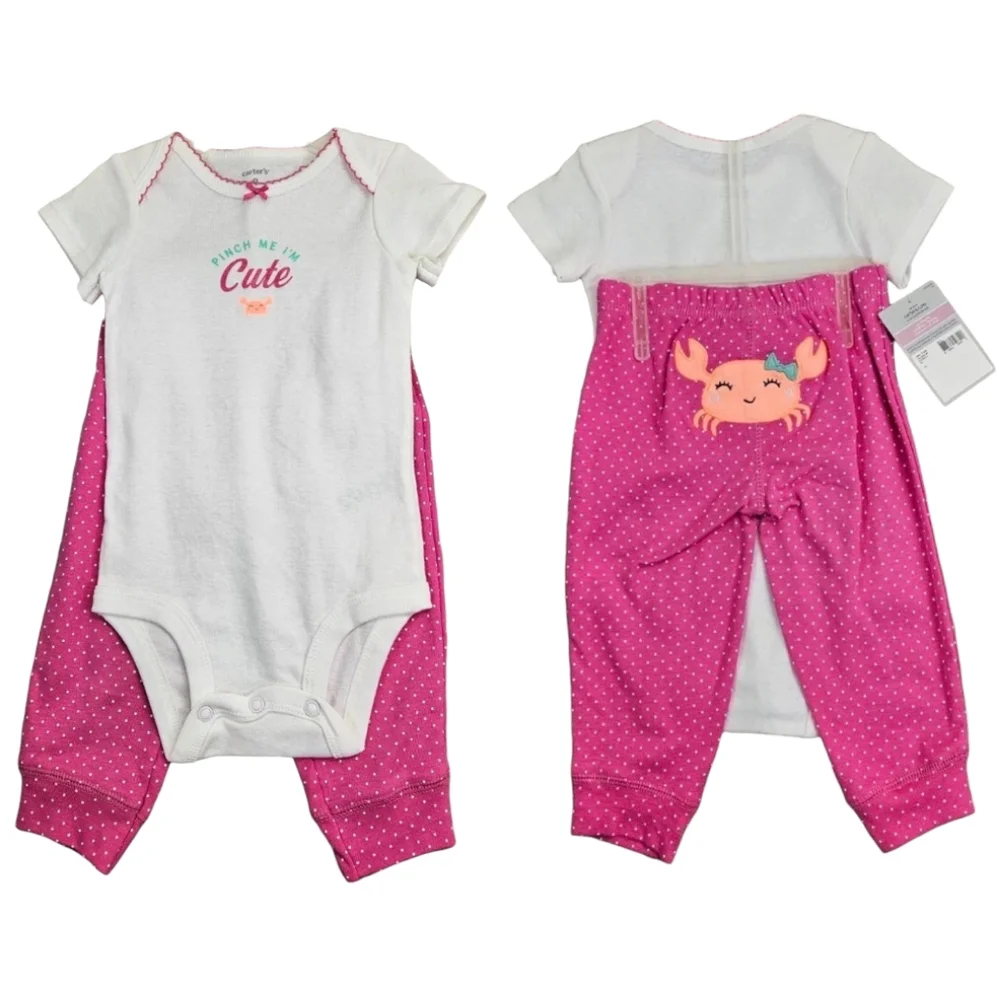 NWT Carters 2 Piece Baby / Girl's Crab Outfit - 9 Months #0125